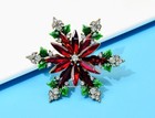 Snowflake Vintage Style Crystal Rhinestone Christmas Brooch And Gold Bag