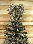 Farmhouse Rustic Rag Christmas Tree 18  Primitive Black Tan Plaid Vtg