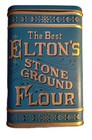 Case Mfg The Best Elton s Stone Ground Flour Tin Blue Square Hinged Lid