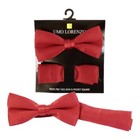 Umo Lorenzo Mens Pretied Bow Tie Set Solid Colors Bowtie Pocket Square Hanky