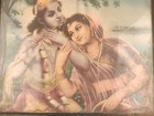 Vintage Hindu Lord Shri Radha Krishna Litho Print - Wooden Frame Wall Art