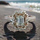 Solid 14k Rose Gold Moissanite Vintage Engagement Ring 2 75 Ct Vvs1 Emerald Cut