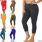 1x 2x 3x Cotton Capri Leggings Elastic Waist Soft Stretchy Fitted Yoga Pants