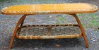 Snocraft Vintage 1970s Snowshoe Coffee Table Bent Oak Wood rawhide 38  Oval Exc
