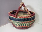 Vtg  Large Handmade Woven Harvest Gathering Tribal Basket Multicolor 15 