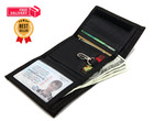 Rfid Trifold Canvas Outdoor Sports Wallet For Kids - Front Pocket Blue