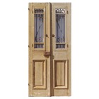 Salvaged Pair Of Antique 44    French Colonial Doors With Iron Inserts  Ned2313