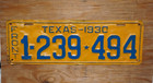 1930 Texas Passenger License Plate