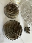 Vtg Lot Of 8 Metal Flower Frogs Flower Holders - Hairpin Spike Glass   Holders