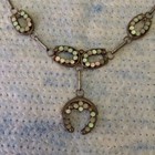 Rare Vtg Signed V   L Dishta Zuni Silver mother Of Pearl choker Earrings Set