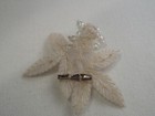 White Bead Applique Flower Pin  d35 