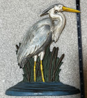 Vintage Cast Iron Egret Bird Door Stop Paperweight Bookend 8in Home Decor
