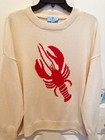 Nwt  89 Cece Lobster Motif Cotton Crewneck Sweater M l xl xxl Birch rich Scarlet