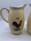 Vintage Gryphonware Rooster Oil And Vinegar Small Pitchers Farmhouse Kitchen