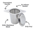Extra Large Stainless Steel Loose Leaf Tea Infuser With Drip Tray -usa Seller