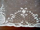 Antique French Trim Valenciennes Mesh  Lace W t  Embr ed Flowers 35 x10 