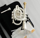 Professional C Key Pocket Trumpet Silver Plated Monel Valves  2 Mouthpiece Case