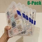 6 Pack Clear Plastic Storage Box 15 Grids Compartment Organizer Container Boxes