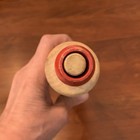 Wooden Rolling Pin With Red Handles  Beige  Solid Plain  With Handle  Vintage 