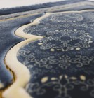 Modefa Plush Velvet Janamaz Turkish Islamic Prayer Rug Elegant Swirl Blue