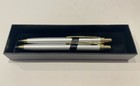 Gold Coast Silver    Gold Push Pen Pencil Set     Vintage Gift Boxed     Black Ink