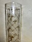 Vtg Mcm Starburst Design Cut Crystal Glass 9 7 8    Tall Vase 1 7 8    Opening Clear