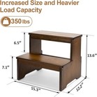 Bamboo Two Step Stool For Adults And Kids  Bed Stepstool With Anti-slip Bottom 
