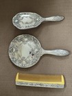Silver Plated Vintage Mirror  Brush And Comb Vanity 3 Item Set 