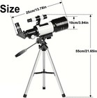 150x Astronomical Telescope 70mm Hd Refractor Portable Tripod Phone Adapter