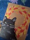 Aceo Original Acrylic Painting  wreath Cat  2 5x3 5 Badgie And Blossom