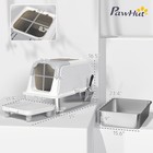 Pawhut Stainless Steel Litter Box With Lid  Extra Large Cat Litter Box