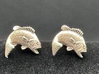 Vintage Hickok Silver Tone Big Mouth Bass Cufflink - K743