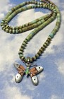 Navajo Fj Sterling Silver Butterfly Opal Coral 925 Pendant Turquoise Necklace