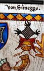 Vintage Von Sunegge Stained Glass Panel Medieval Knight Hunting Scene Decor
