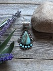 Navajo Native American Sterling Silver Turquoise Handmade Pendant R Yazzie Gift