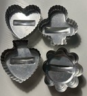 Vintage Tin Cookie Cutters Set Of 4 Heart Flower Shapes 2 5    Baking Mold 1950s