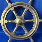 7    Brass Ship Wheel With Six Spokes Nautical Heavy Decor Pre Owned