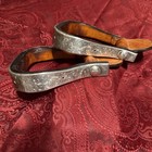 Billy Royal Marked Engraved Sterling Silver Western Saddle Stirrups 1 5 Inch