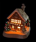 Htf Vintage Ceramic Mold Light Up Musical Santa Coming Down Chimney House 