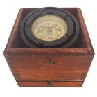 Antique Nautical Compass Usa Ship Maritime Wood Bronze Enamel