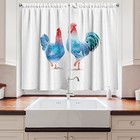  Chicken Kitchen Curtains  Blue Rooster 55 w X 39 l  pack Of 2  Pink Scarlet