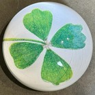 John Derian Signed Dome Clover Shamrock 4-leaf Irish Clover Paperweight Lucky 