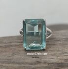 Aquamarine Ring 925 Sterling Silver Band   Statement Handmade Ring All Size-m-28