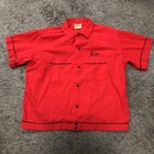 True Vintage 1950s Hilton Bowling Shirt Men Size L Red Chainstitch Made In Usa