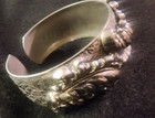 Vintage Silver Tone Art Nouveau Antique Style Repousse Cuff Bracelet Rare Find