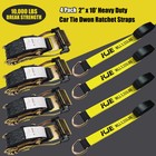 4 Pack Car Tie Down Straps For Trailers - Tire Ratchet Strap With Flat Hooks    