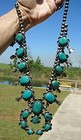 Navajo Gem Grade Green Kingman Turquoise Squash Blossom Necklace 10oztw   Ring