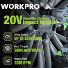 Workpro Cordless Impact Wrench 1 2  20v Brushless Impact Gun 370 Ft-lbs  500n m 
