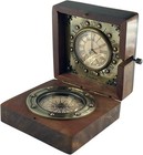 Victorian Brass Compass With Wooden Box - Authentic Nautical And Vintage Gift - 