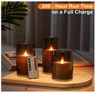 200 Hour Flameless Candles With Remote  Rechargeable Flickering Glass Gray 3pcs